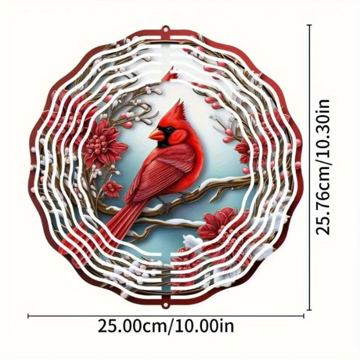 Vibrant Red Cardinal Wind Spinner with Mandala Wind Chime Garden Art Outdoor Patio Yard Decor
