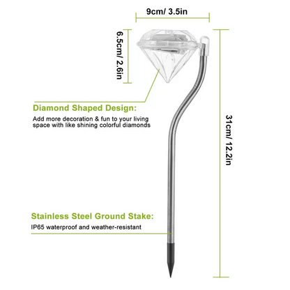 4Pcs Solar Garden Light Outdoor Diamond LED Light IP65 Waterproof - view 6