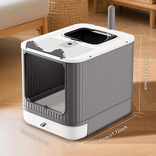 Elevated Leak Proof Elf White Cat Litter Box, Made Of Sturdy And Durable Materials - view 4