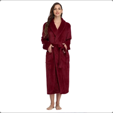 Local Stock Plush Oversize Winter Soft Warm Long Flannel Bathrobe With Hooded Women Thick Night Fleece Bath Robes - view 5
