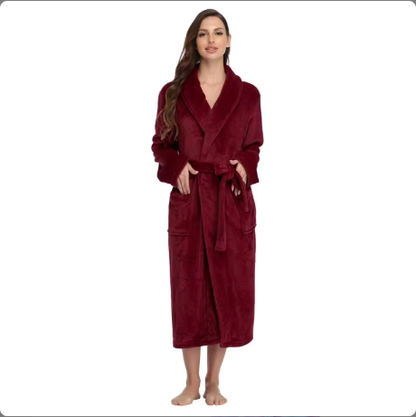 Local Stock Plush Oversize Winter Soft Warm Long Flannel Bathrobe With Hooded Women Thick Night Fleece Bath Robes - view 5