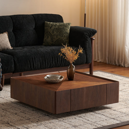 35.4-inch Coffee Table, Square Walnut Wood Design, Suitable For Living Room. Walnut Wood Material, Suitable For Bedroom - view 10