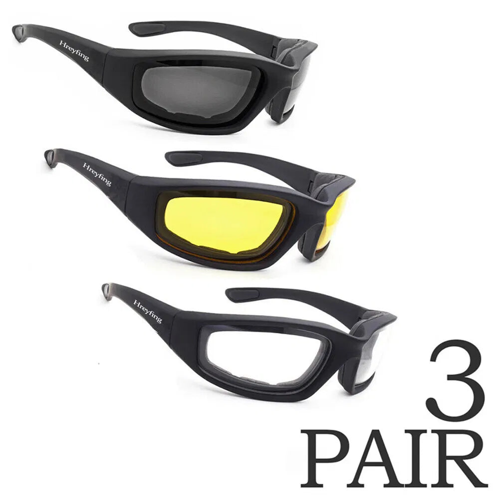 3Pair Motorcycle Riding Glasses Wind Resistant Bike Goggles UV Protection Resistant Padded Comfortable Outdoor Sport - view 7