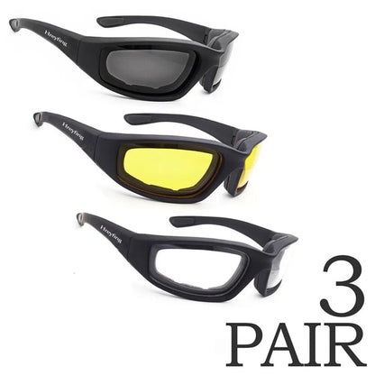 3Pair Motorcycle Riding Glasses Wind Resistant Bike Goggles UV Protection Resistant Padded Comfortable Outdoor Sport - view 7