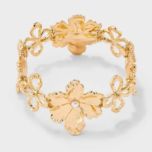 Stretch Flower Bracelet - Gold