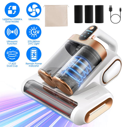 Mattress Vacuum Cleaner, Cordless 200W with 16KPA Suction, Allergen Removal - view 2