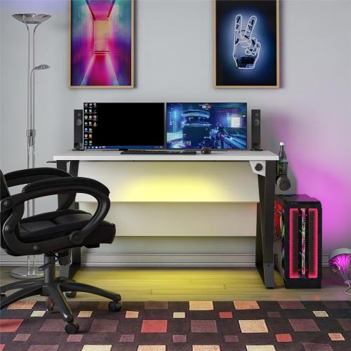 Genesis Adjustable Gaming Desk, White - view 2