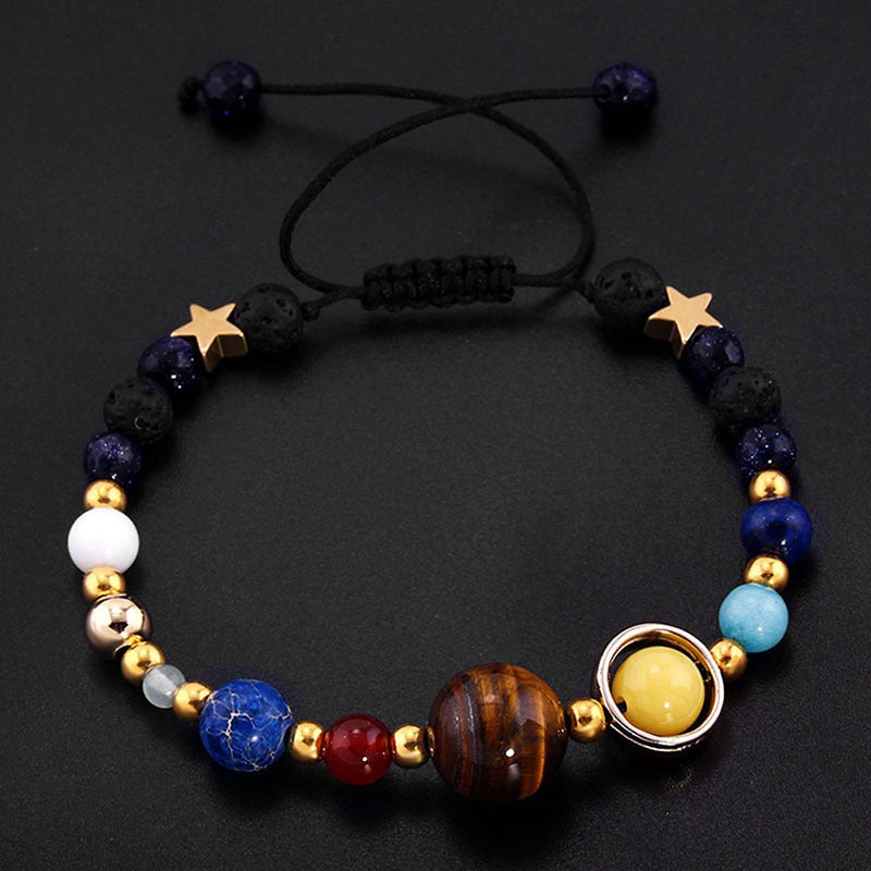 Eight Planets Alloy Bracelet, Natural Stone Bead Bracelet Women Solar System Bracelet Universe Galaxy The Eight Planets - view 2