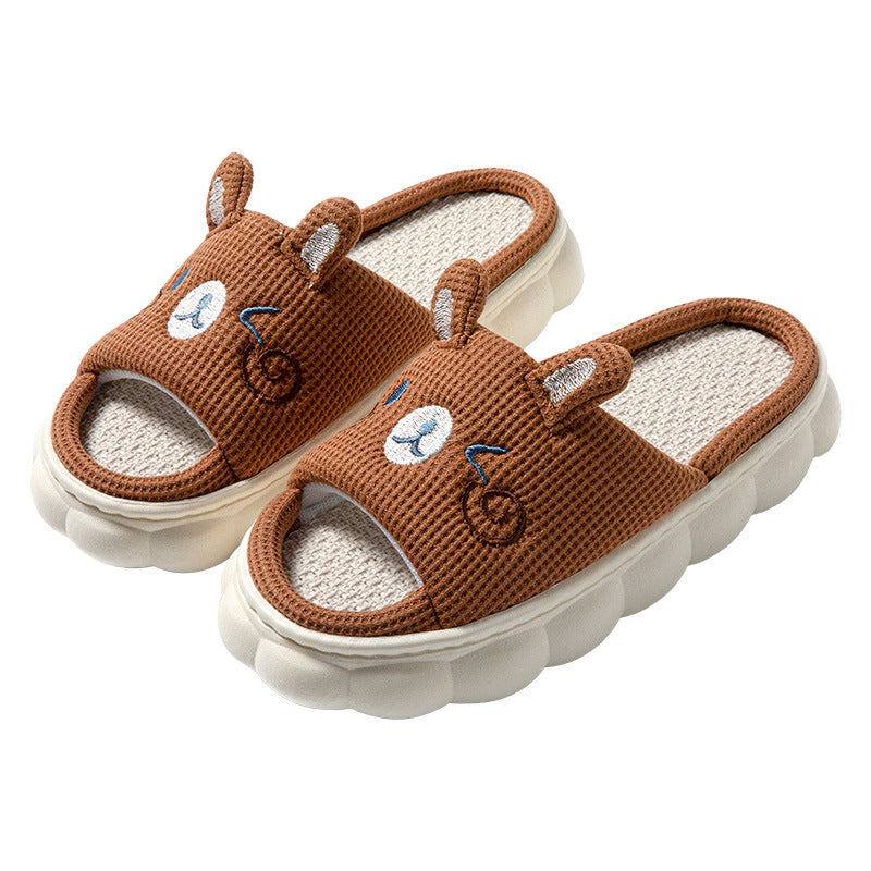 Cartoon Open Toe Couple Hemp Slippers - view 5