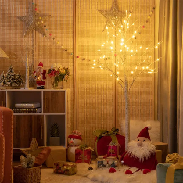White 5FT LED Birch Tree - Lifelike Bark 72 Lights Flexible Branches 7.2ft Cord For Christmas - view 9