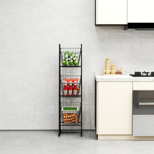 3-Tier Kitchen Storage Basket Organizer Freestanding Metal Wire Rack - view 2
