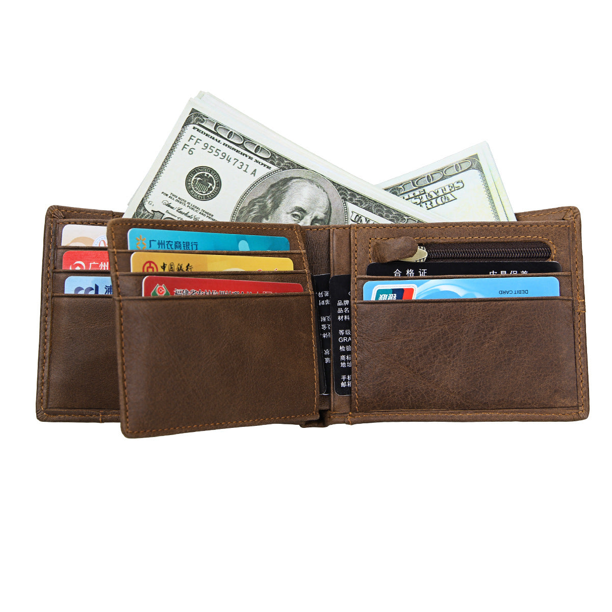Rfid Crazy Horse Leather Short Wallet - view 2
