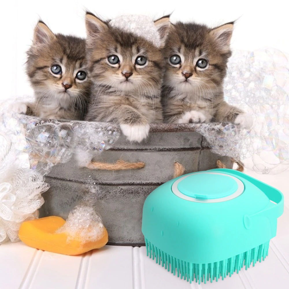 Pet Dog Shampoo Massager Brush Cat Massage Comb Grooming Scrubber Shower Brush For Bathing Short Hair Soft Silicone - view 3