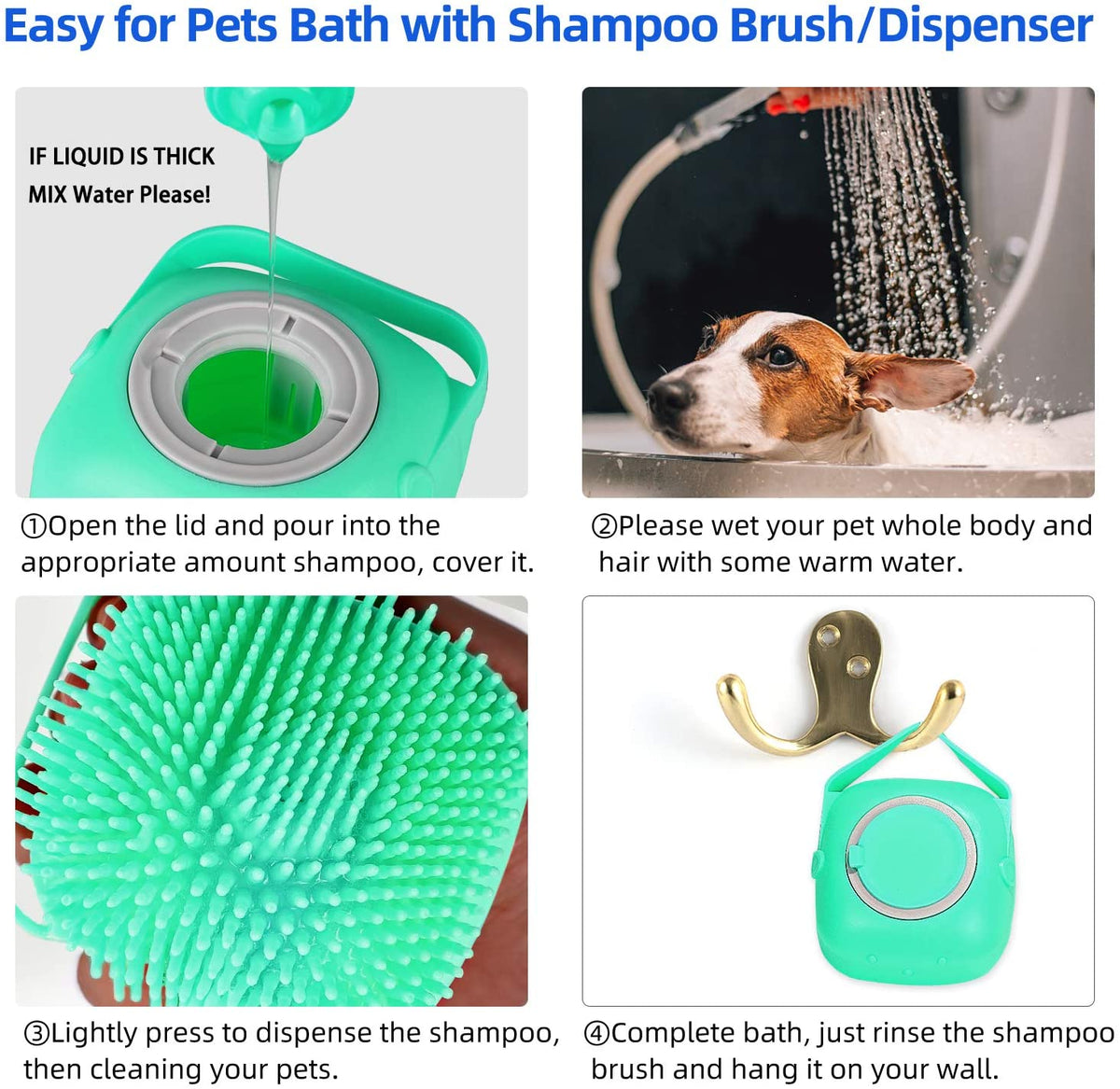 Pet Dog Shampoo Massager Brush Cat Massage Comb Grooming Scrubber Shower Brush For Bathing Short Hair Soft Silicone - view 4