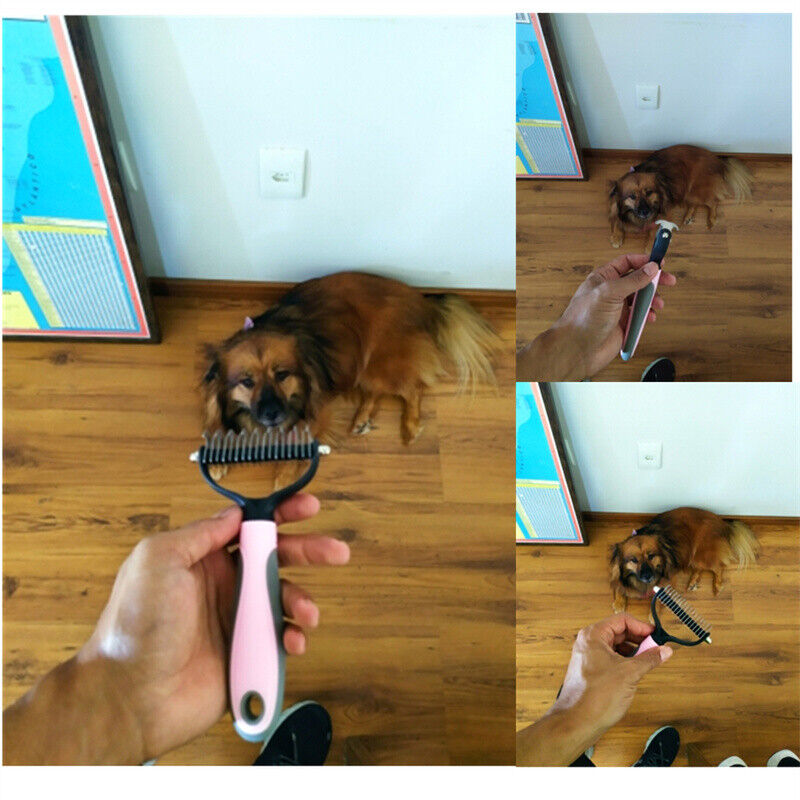 Grooming Brush For Pet Dog Cat Deshedding Tool Rake Comb Fur Remover Reduce 2-Side Dematting Tool For Dogs Cats Pets - view 3