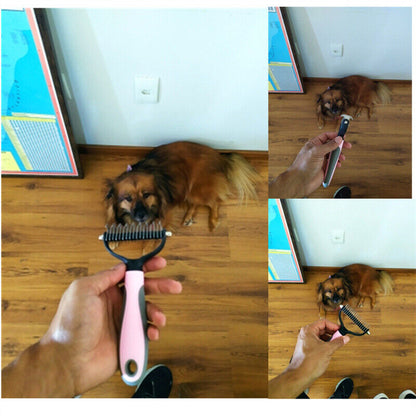 Grooming Brush For Pet Dog Cat Deshedding Tool Rake Comb Fur Remover Reduce 2-Side Dematting Tool For Dogs Cats Pets - view 3