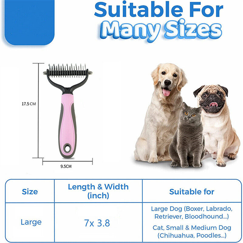 Grooming Brush For Pet Dog Cat Deshedding Tool Rake Comb Fur Remover Reduce 2-Side Dematting Tool For Dogs Cats Pets - view 4