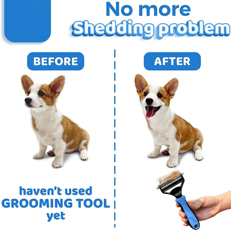 Grooming Brush For Pet Dog Cat Deshedding Tool Rake Comb Fur Remover Reduce 2-Side Dematting Tool For Dogs Cats Pets - view 5