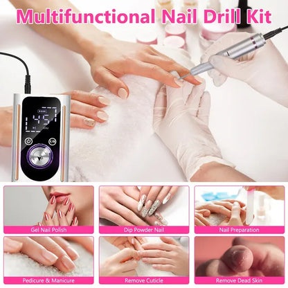 Portable Electric Nail Drill Bit 45000 RPM With 11 Bits Base Waist Clip Cordless Rechargeable Nail File Machine - view 10