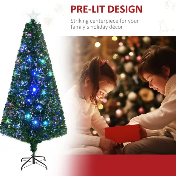 6' Tall Douglas Fir Pre-Lit Artificial Christmas Tree With Realistic Branches, 24 Multi-Color LED Lights