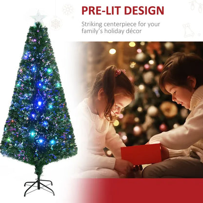 6' Tall Douglas Fir Pre-Lit Artificial Christmas Tree With Realistic Branches, 24 Multi-Color LED Lights