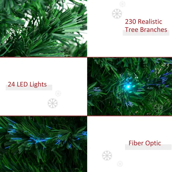 6' Tall Douglas Fir Pre-Lit Artificial Christmas Tree With Realistic Branches, 24 Multi-Color LED Lights - view 5