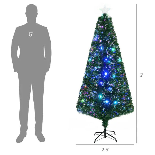 6' Tall Douglas Fir Pre-Lit Artificial Christmas Tree With Realistic Branches, 24 Multi-Color LED Lights - view 6