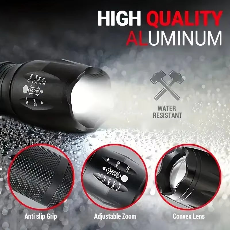 High Power LED Tactical Flashlight 5-Mode Light Zoom Waterproof Portable Torch For Camping Hiking Outdoor Hunting - view 6