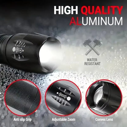 High Power LED Tactical Flashlight 5-Mode Light Zoom Waterproof Portable Torch For Camping Hiking Outdoor Hunting - view 6