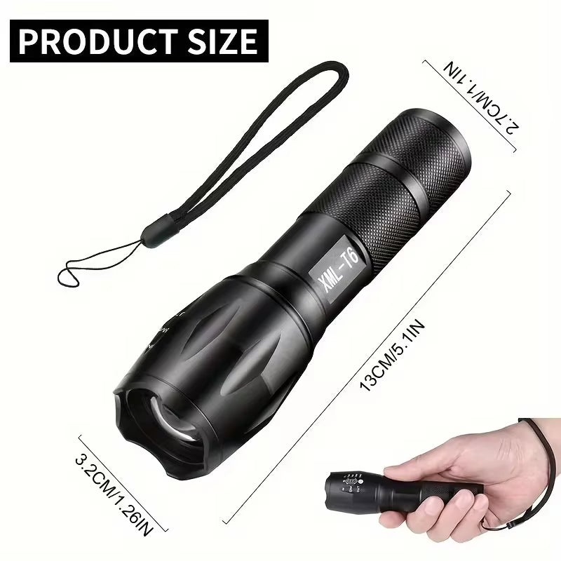 High Power LED Tactical Flashlight 5-Mode Light Zoom Waterproof Portable Torch For Camping Hiking Outdoor Hunting - view 7