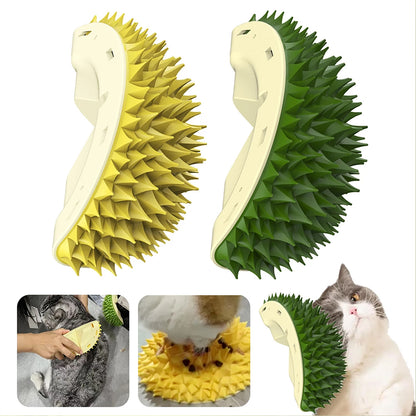 Durian Cat Brush, Dog Cat Self Groomer, Wall Corner Scratcher Massage Combs Durian Shape Molars Eat Slowly Toys - view 2