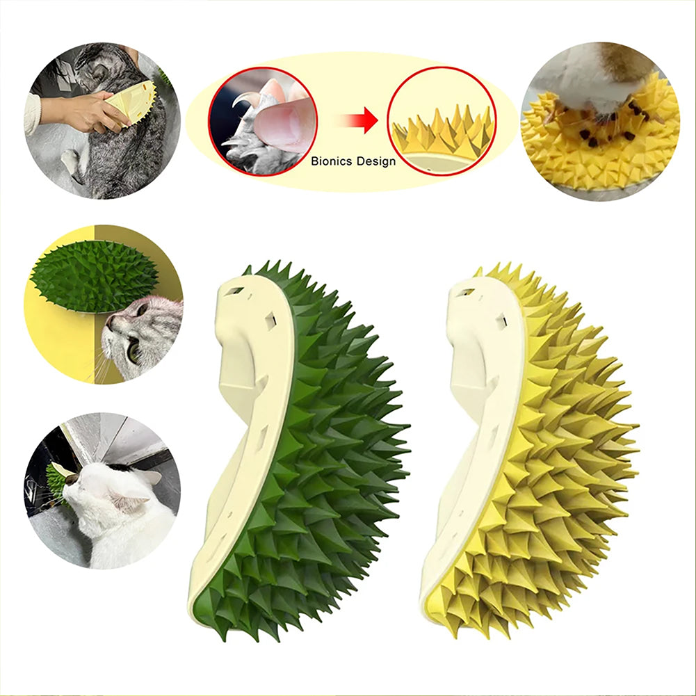 Durian Cat Brush, Dog Cat Self Groomer, Wall Corner Scratcher Massage Combs Durian Shape Molars Eat Slowly Toys - view 5
