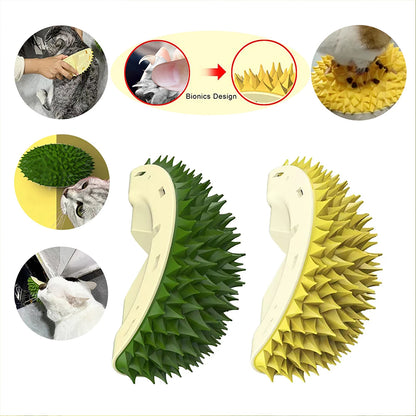 Durian Cat Brush, Dog Cat Self Groomer, Wall Corner Scratcher Massage Combs Durian Shape Molars Eat Slowly Toys - view 5