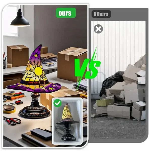 Witch Hat Lamps, USB Stained Resin Glowing Gothic Retro Resin Lamp For Bedroom Party With Mystical Charm - view 2