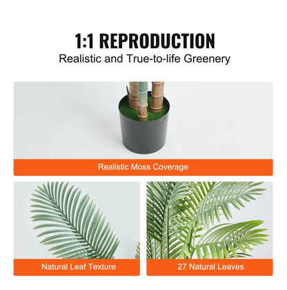 Artificial Gold Cane Palm Tree, 6.5 FT Tall Faux Plant, PE Material & Anti-Tip Tilt Protection Low-Maintenance Plant - view 6
