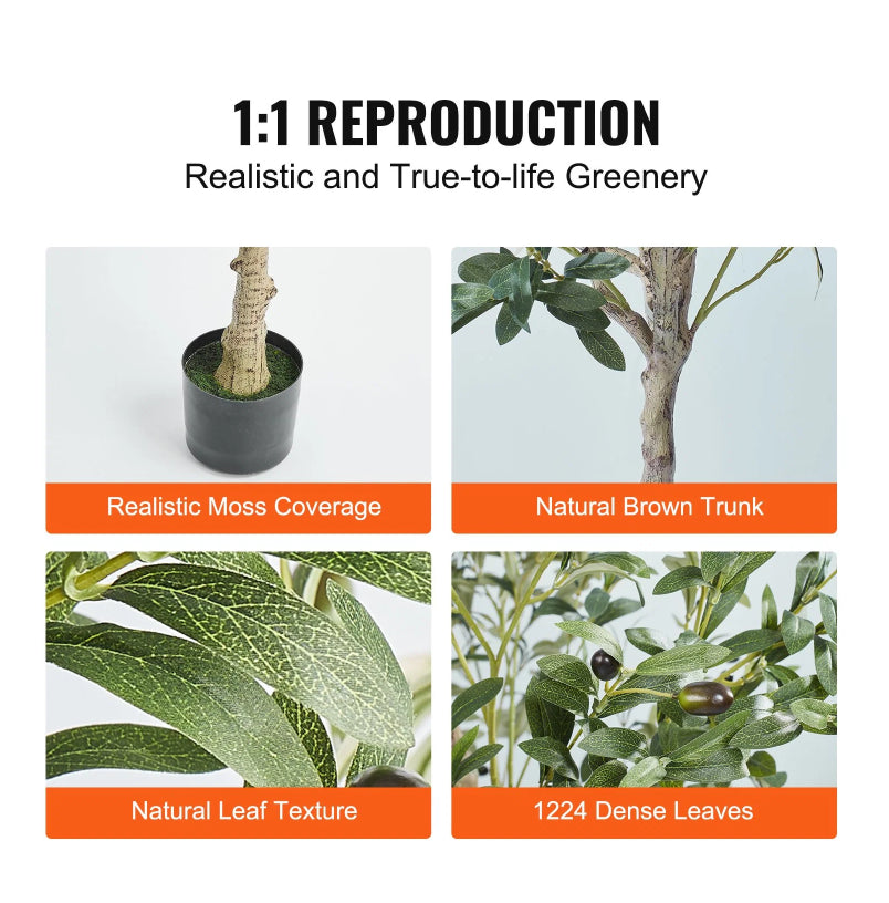 Artificial Olive Tree, 6 FT Tall Faux Plant, Secure PE Material & Anti-Tip Tilt Protection Low-Maintenance Plant - view 7