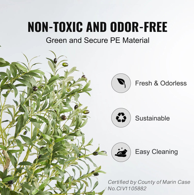 Artificial Olive Tree, 6 FT Tall Faux Plant, Secure PE Material & Anti-Tip Tilt Protection Low-Maintenance Plant - view 8