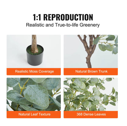 Artificial Eucalyptus Tree, 6 FT Tall Faux Plant, Secure PE Material & Anti-Tip Tilt Protection Low-Maintenance Plant - view 2