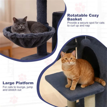 Dark Gray 33.5" Multi-Level Cat Tree With 2-Tier Condo, Sisal Scratching Posts & Anti-Toppling Device For Cats - view 2