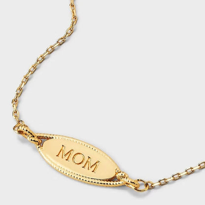 14k Gold Dipped "Mom" Oval Adjustable Bracelet - Gold - view 4