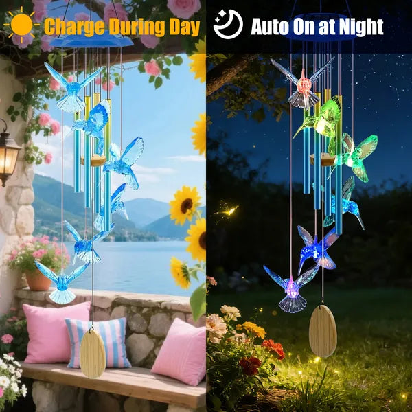 Solar Wind Chime With Aluminum Tubes 7 Color Changing Wind Chime For Outside IP44 Waterproof Outdoor Garden Yard Decor - view 2