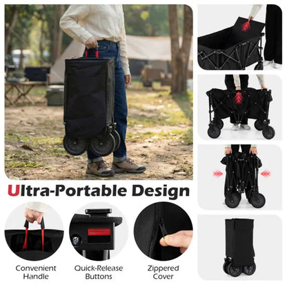Black 400 Lbs Heavy-Duty Collapsible Wagon Cart With All-Terrain Wheels - view 5