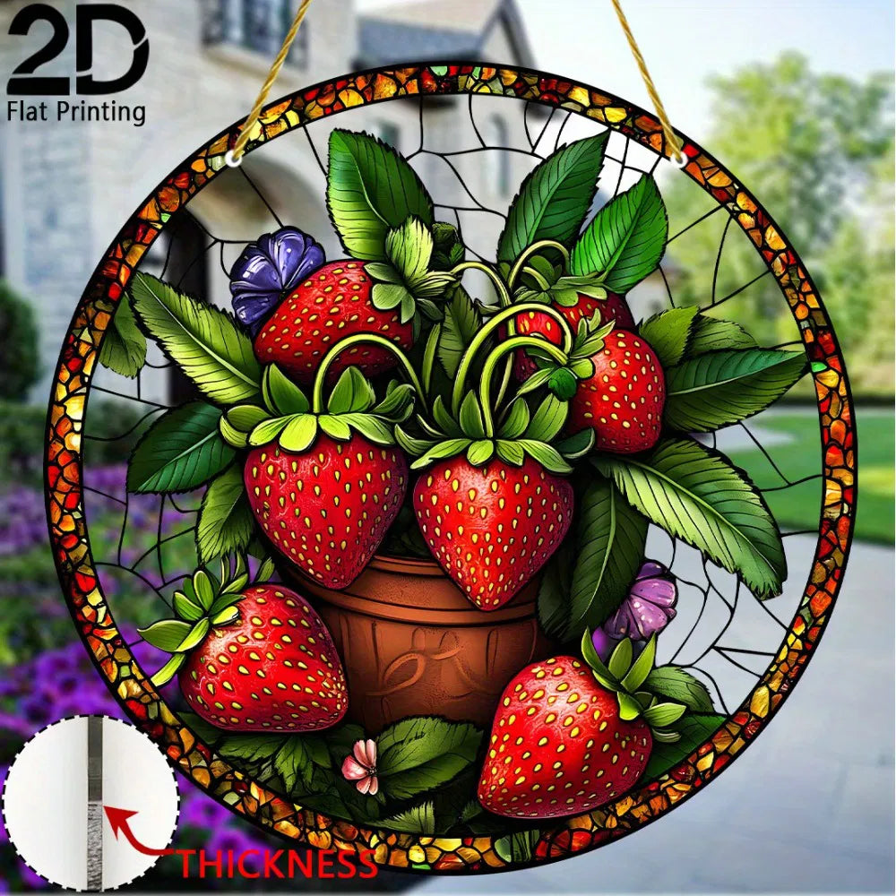 Acrylic Strawberry Hanging Decor Colorful Window Wall Art Garden Ornament Unique Gift for Nature Lovers - view 7