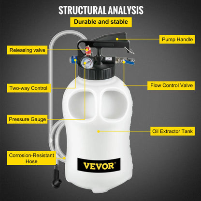 VEVOR Transmission Fluid Pump 2 Way Manual ATF Refill System Dispenser, Oil And Liquid Extractor 10 Liter Large Capacity - view 8