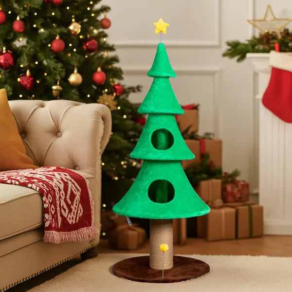 59in Large Tall Christmas Tree Cat Tower With 2 Cat Condos & Scratching Post - view 4