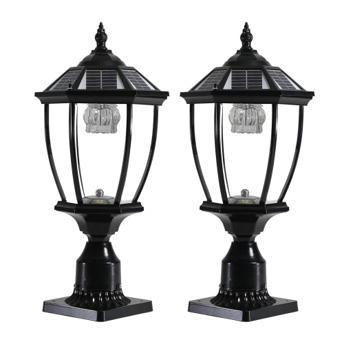 Black Solar Powered LED Outdoor Lantern, Vintage Garden Light With Elegant Glass Design For Pathways, Yards - view 7