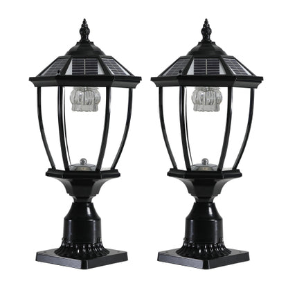 Black Solar Powered LED Outdoor Lantern, Vintage Garden Light With Elegant Glass Design For Pathways, Yards - view 7