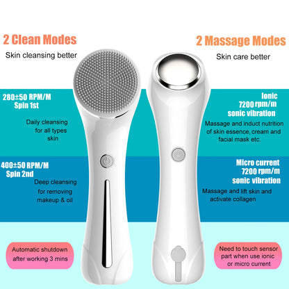 Facial Cleansing Brush, Brush For Exfoliating, IPX7 Waterproof 3 In 1 For Massaging - view 6