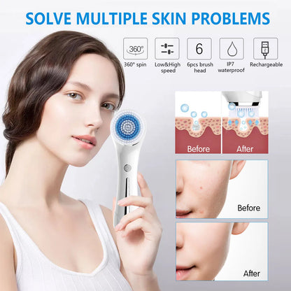 Facial Cleansing Brush, Brush For Exfoliating, IPX7 Waterproof 3 In 1 For Massaging - view 8