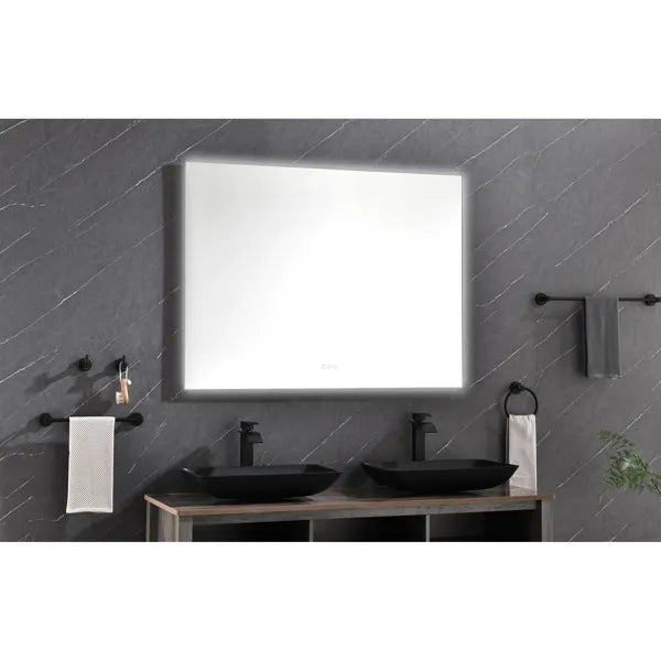 48x36 Inch LED Backlit Bathroom Mirror with Metal Frame, Wall Mounted Vanity Mirror with Smart Touch Button, Anti-Fog - view 7
